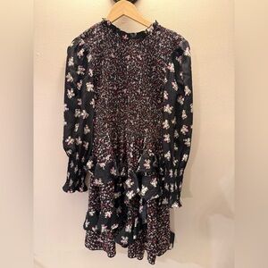 Rebecca Taylor Black and Pink Floral Dress